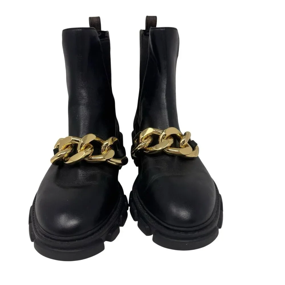 MICHAEL Michael Kors Women Scarlett Bootie Chelsea Boots chain Size 7.5